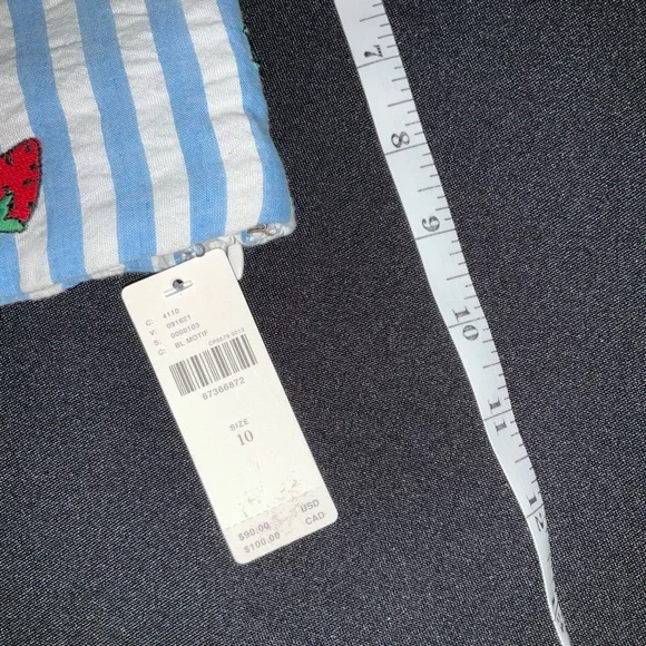 Anthropologie Blue and White Ruffled Bustier Crop Top - Picture 10 of 12